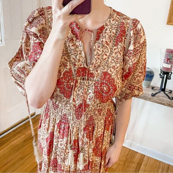 Zimmermann Tulsi Border Linen Midi Dress Jour-Echelle - Picture 4 of 9